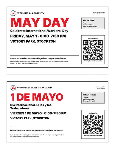 May Day Half Page Flyer - 2-Up Bilingual Letter Portrait